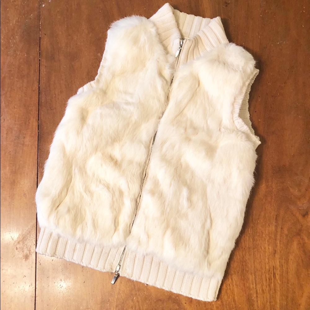 White House black market RABBIT FUR VEST